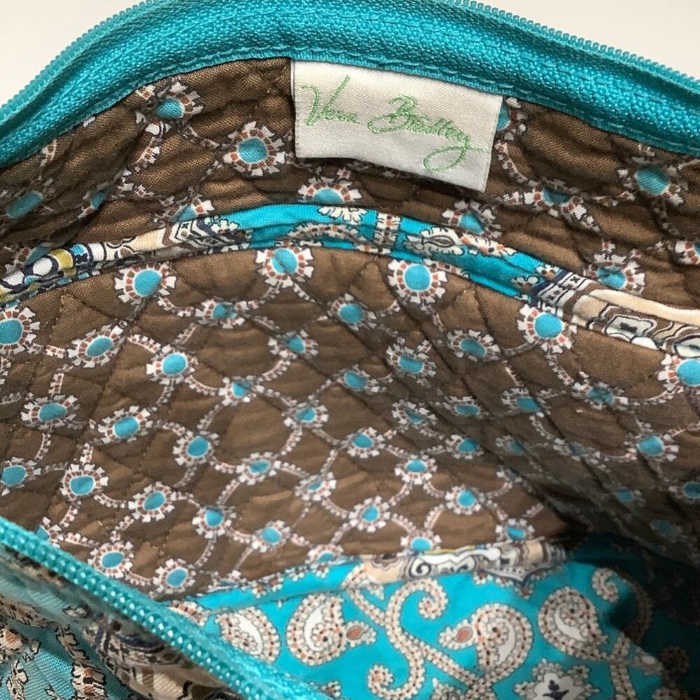 Vera Bradley Blue Beige Paisley Small Purse with Wear on Straps - Boho, Preppy - Picture 5 of 10